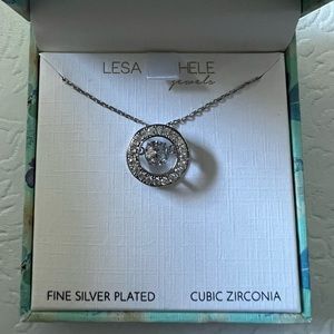 Lesa Michele floating Stone  White Elegance Necklace